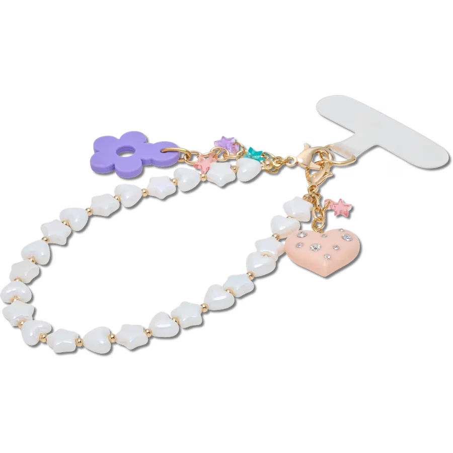 Beaded Heart Flower Phone Wristlet